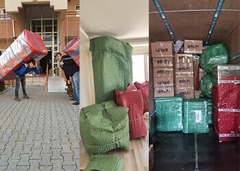 Taşıma işlemi ve paketlenmiş ev eşyaları